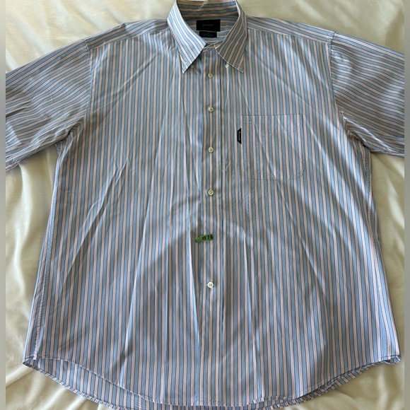 Faconnable Regular Fit Short Sleeve Striped Poplin Shirt - Picture 1 of 7